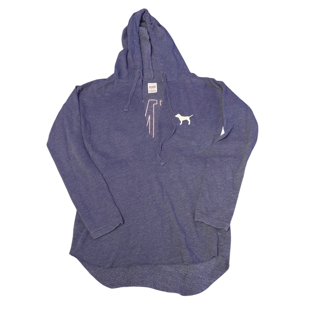 Victoria's Secret PINK Blue Long Sleeve Pullover Hoodie Sweatshirt, Size S